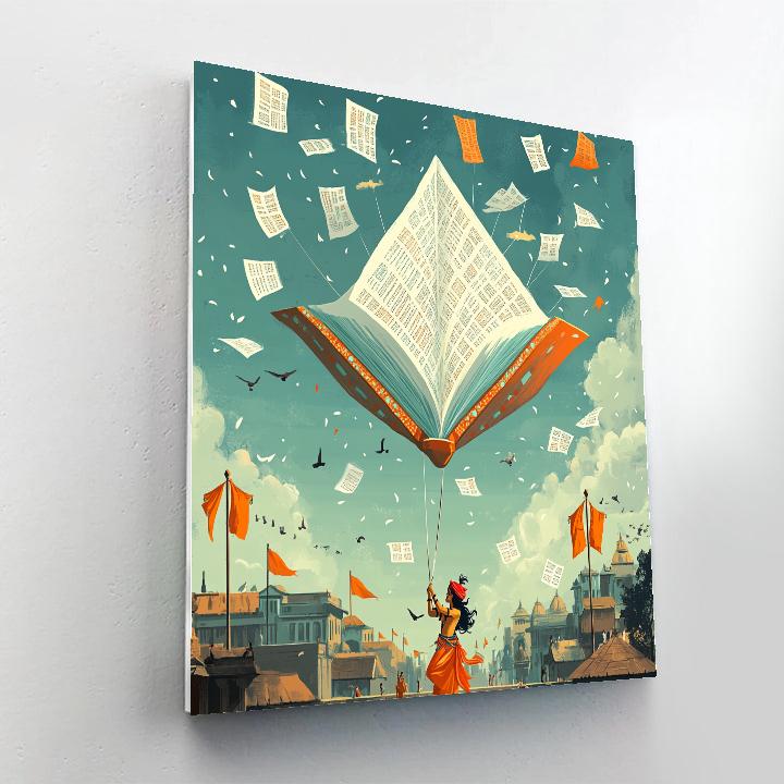 Krishna And The Floating Gopala Kite Library Paint by numbers kits