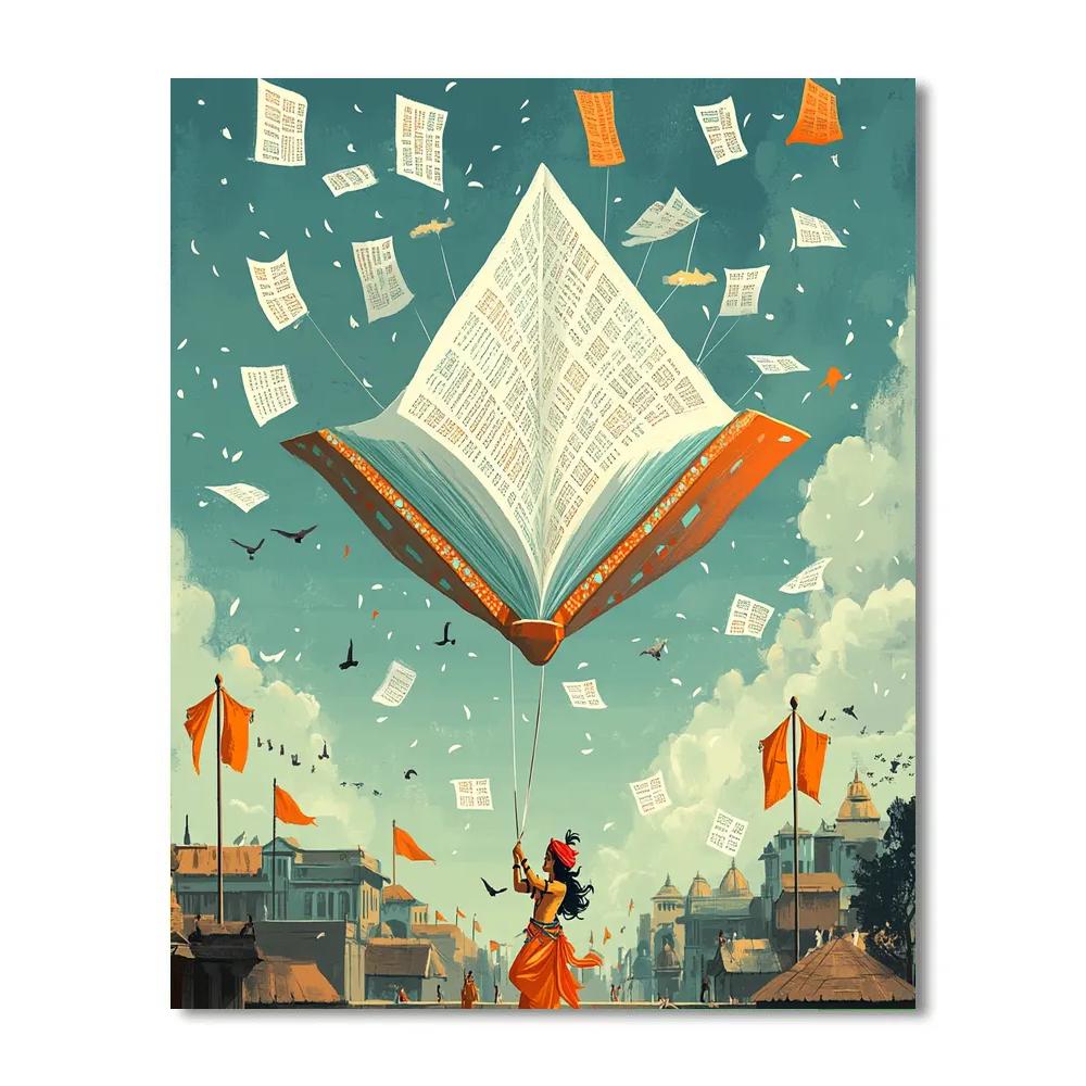 Krishna And The Floating Gopala Kite Library Paint by numbers kits