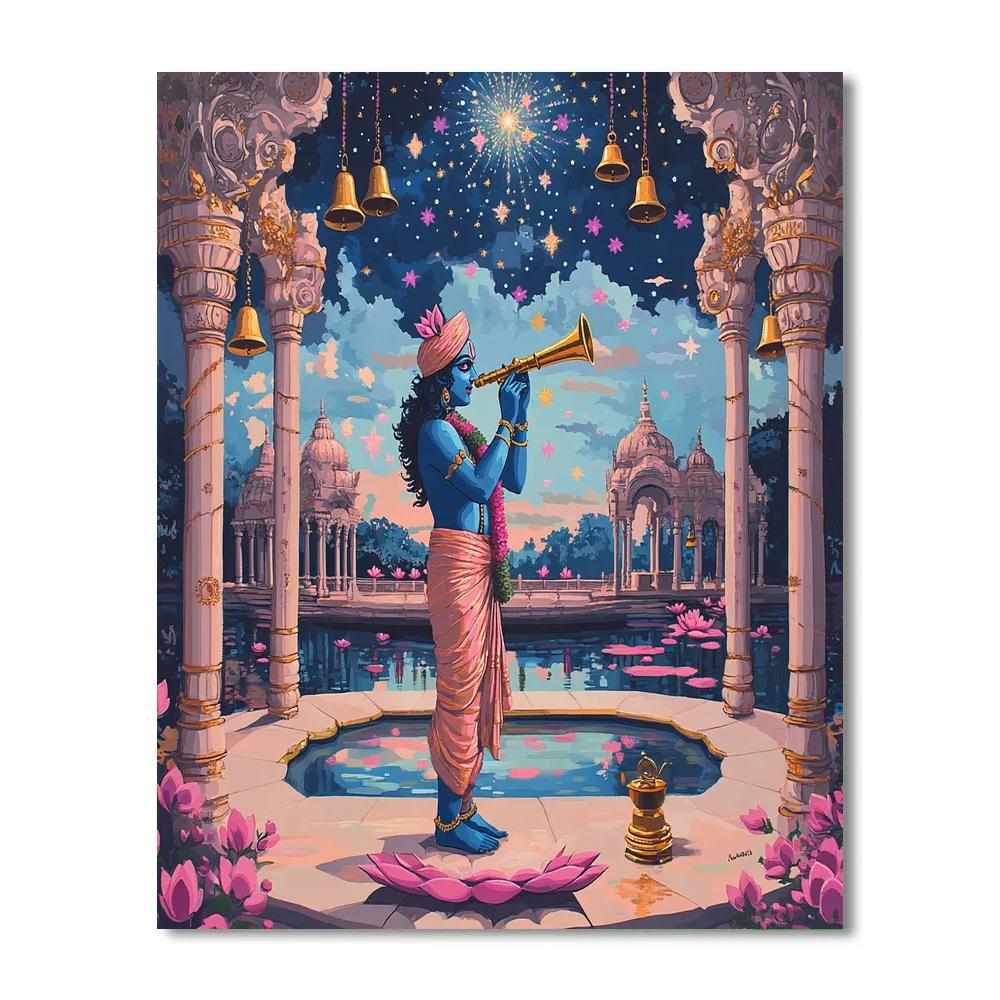 Krishna In The Lotus Observatory Pavilion Numbered painting kits