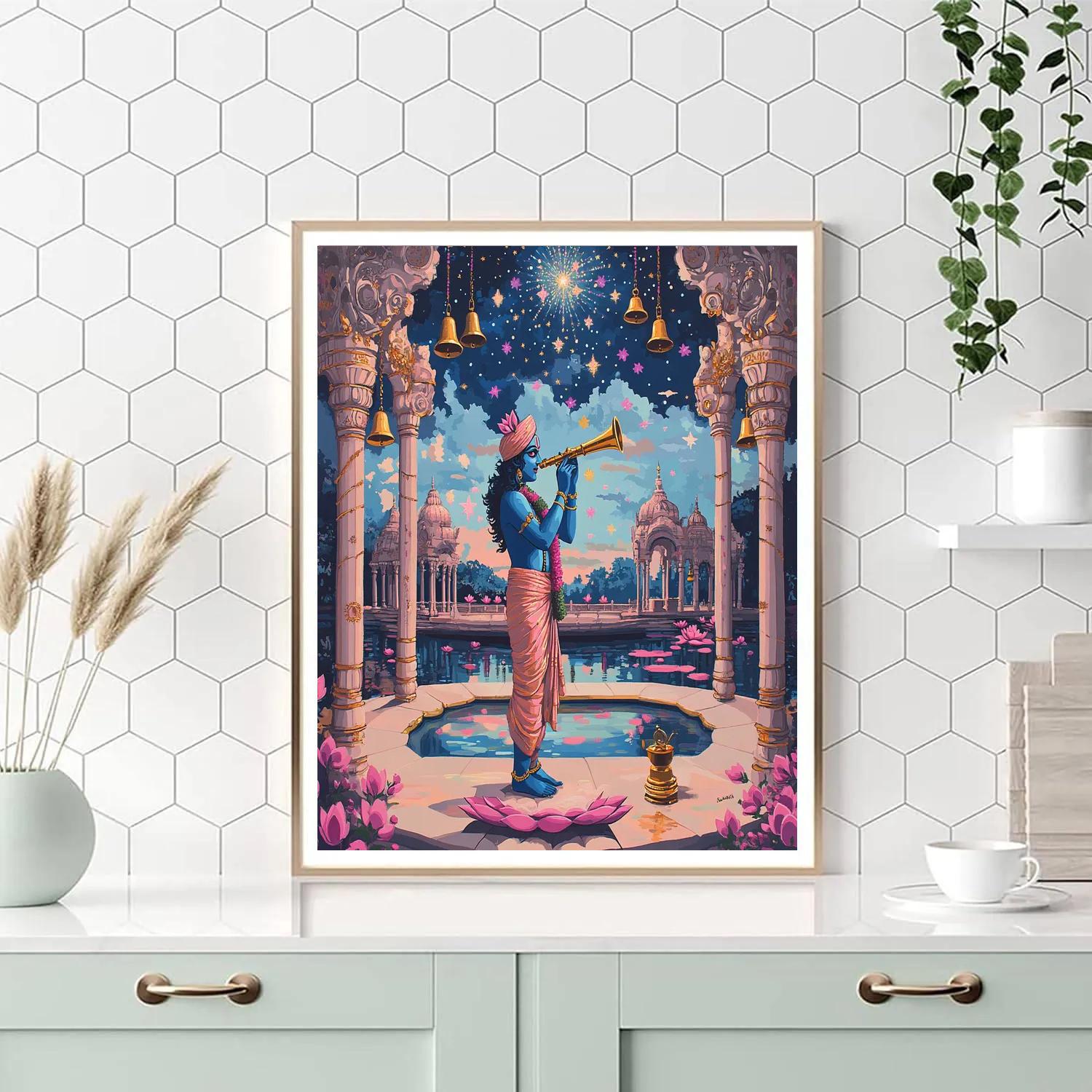 Krishna In The Lotus Observatory Pavilion Numbered painting kits
