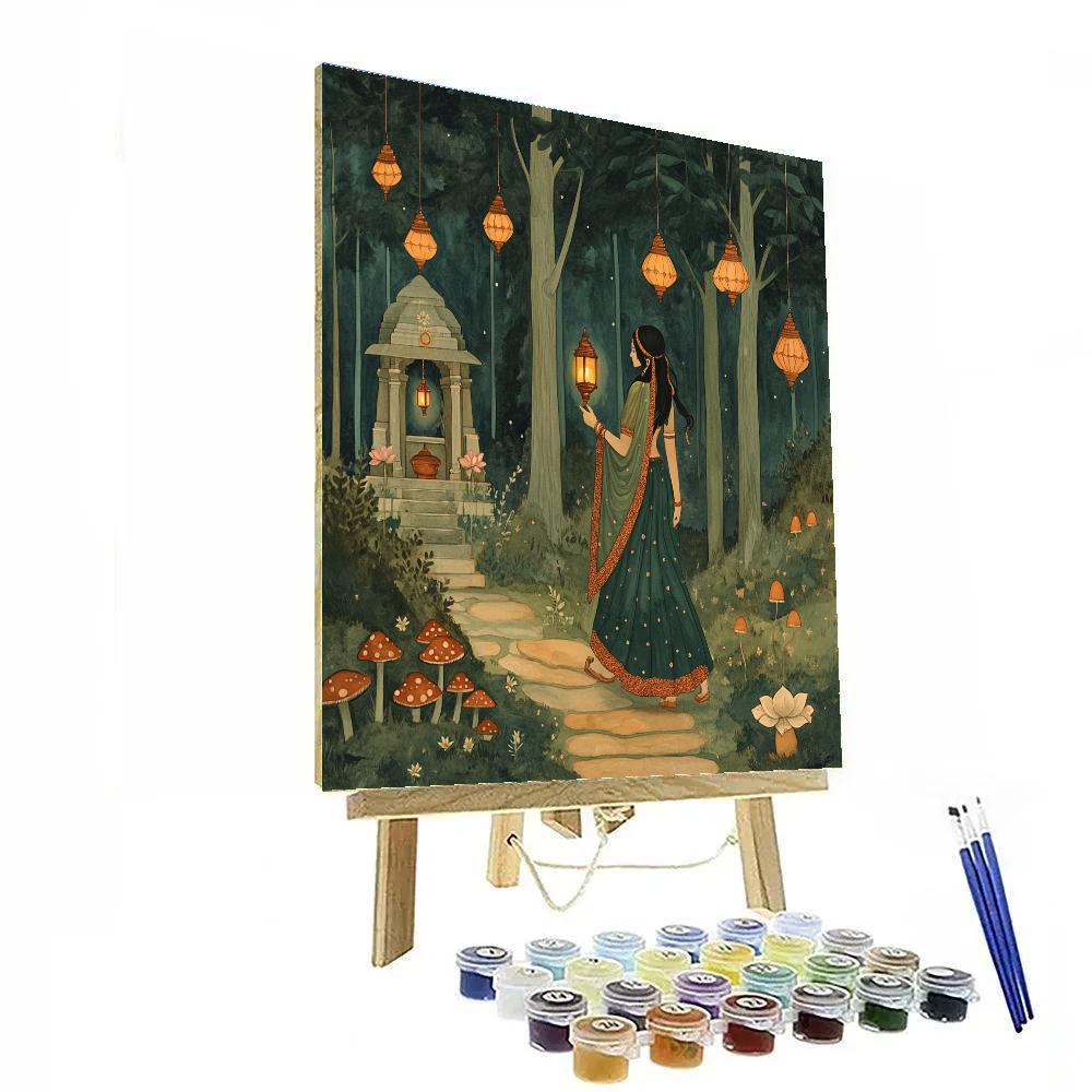 Parvati Forest Shrine Lantern Path paint by numbers