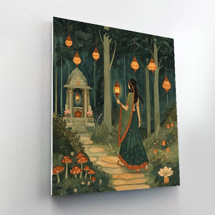Parvati Forest Shrine Lantern Path paint by numbers