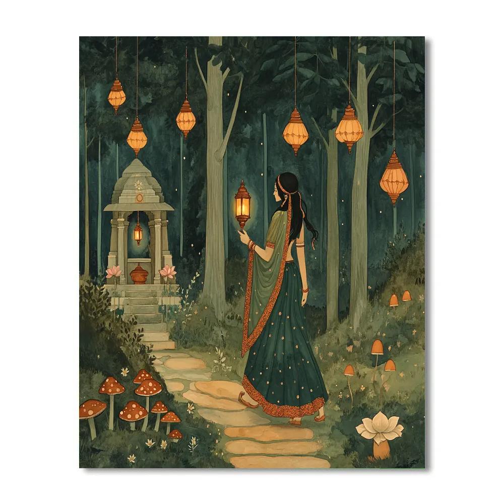 Parvati Forest Shrine Lantern Path paint by numbers