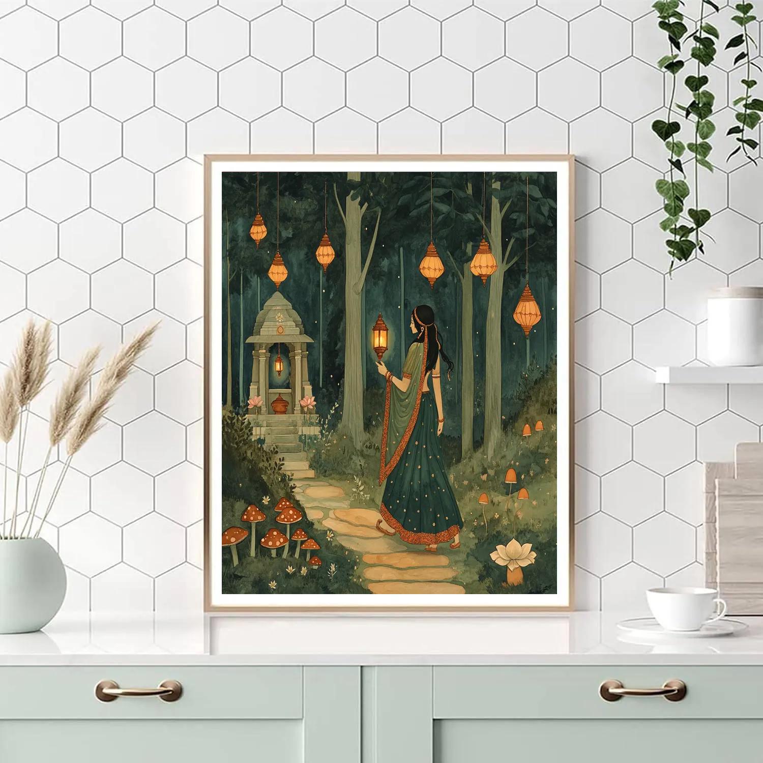 Parvati Forest Shrine Lantern Path paint by numbers