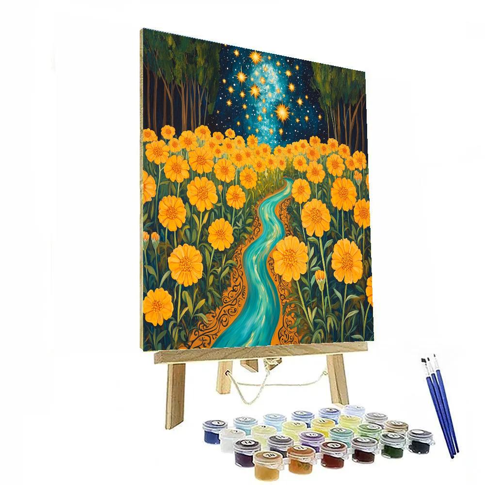 Frida Kahlo Inspired Milky Way Marigold Resilience Tapestry painting number kit