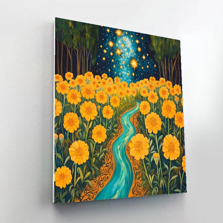 Frida Kahlo Inspired Milky Way Marigold Resilience Tapestry painting number kit