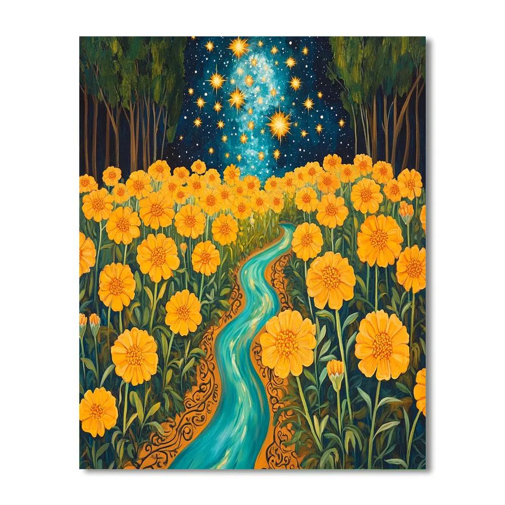 Frida Kahlo Inspired Milky Way Marigold Resilience Tapestry painting number kit