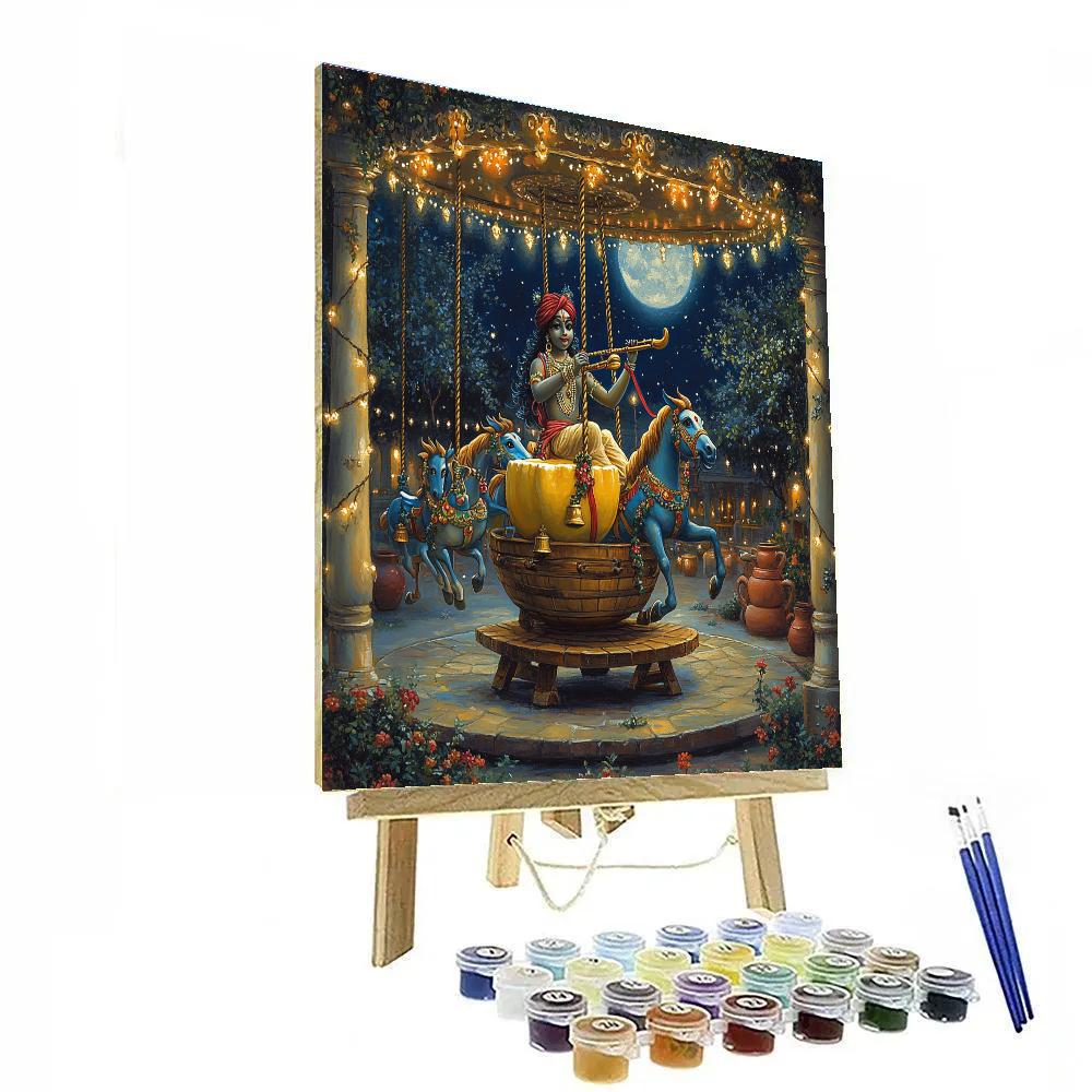 Krishna And The Moonlight Butter Churn Carousel Paint by numbers art