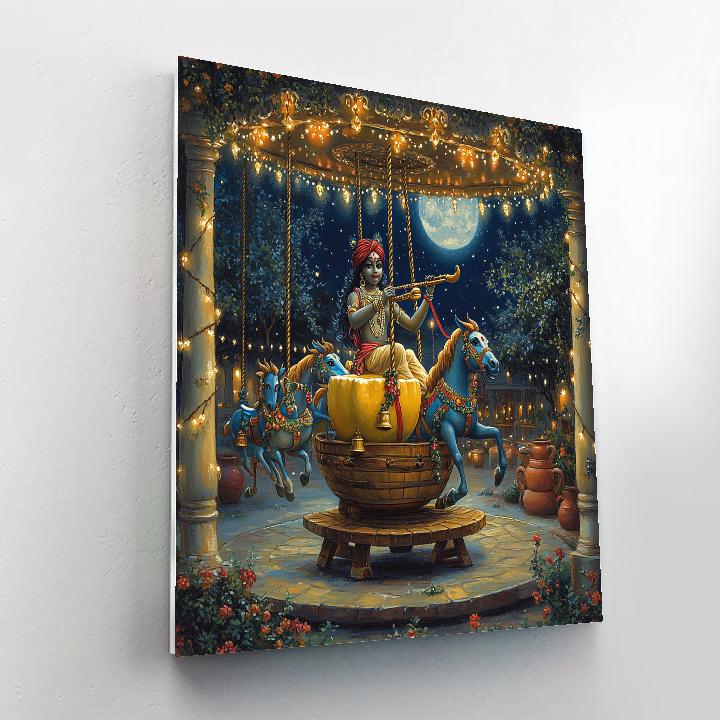 Krishna And The Moonlight Butter Churn Carousel Paint by numbers art