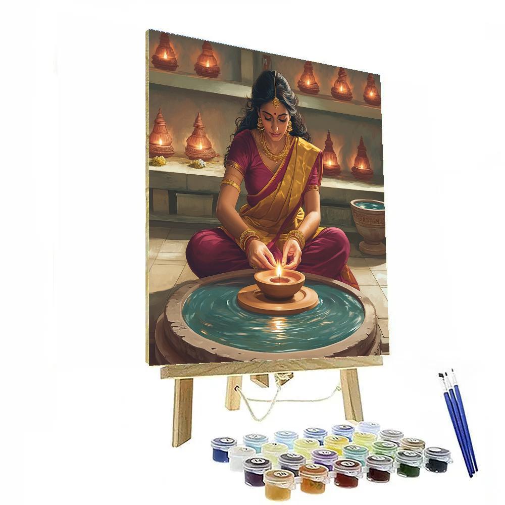 Parvati Artisan Clay Lamp Making Painting by numbers kit