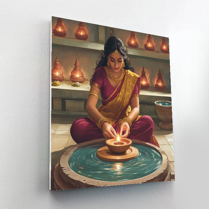 Parvati Artisan Clay Lamp Making Painting by numbers kit