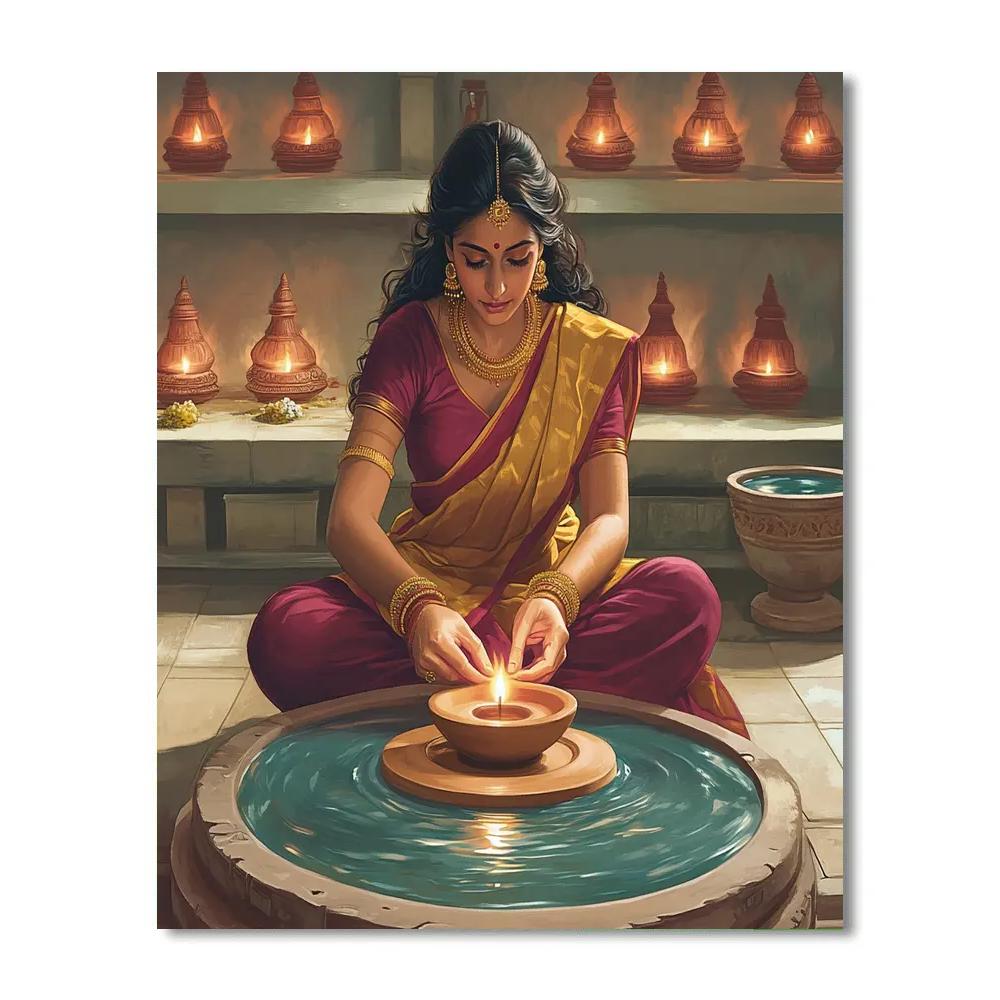 Parvati Artisan Clay Lamp Making Painting by numbers kit