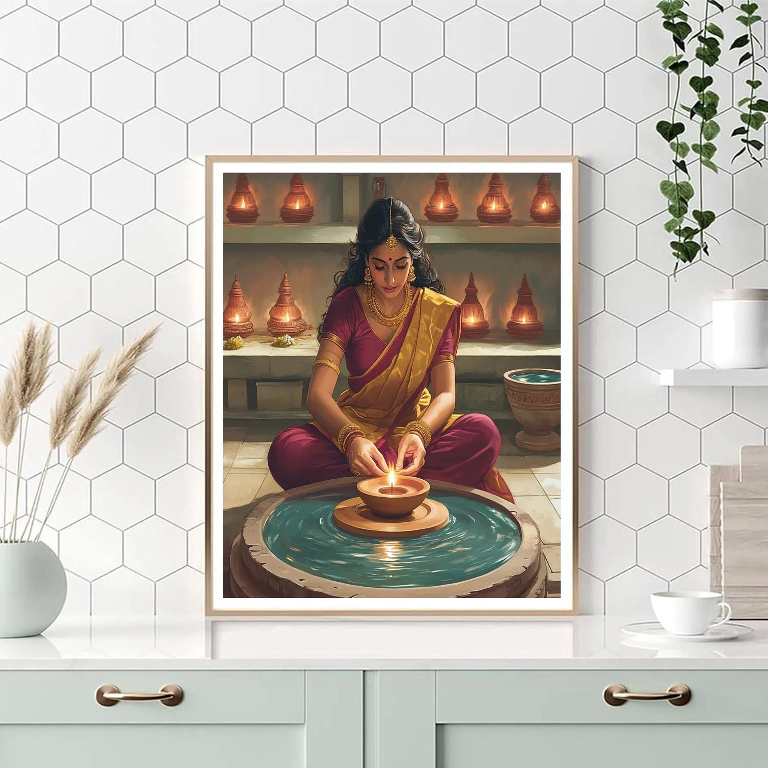 Parvati Artisan Clay Lamp Making Painting by numbers kit