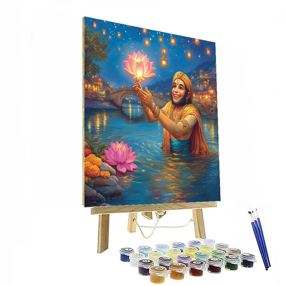 River Lantern Festival Hanuman paint by numbers