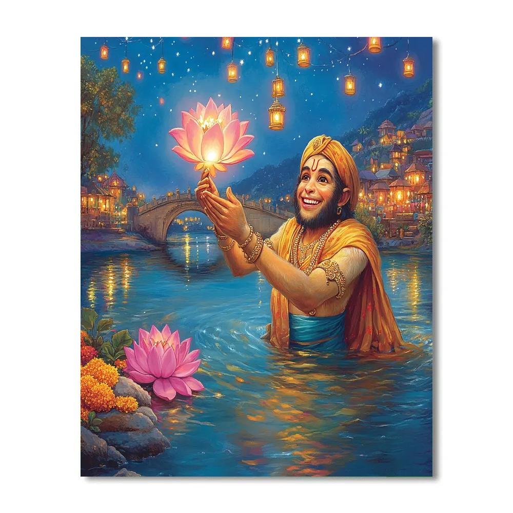River Lantern Festival Hanuman paint by numbers