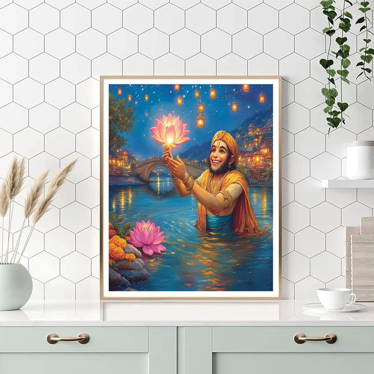 River Lantern Festival Hanuman paint by numbers