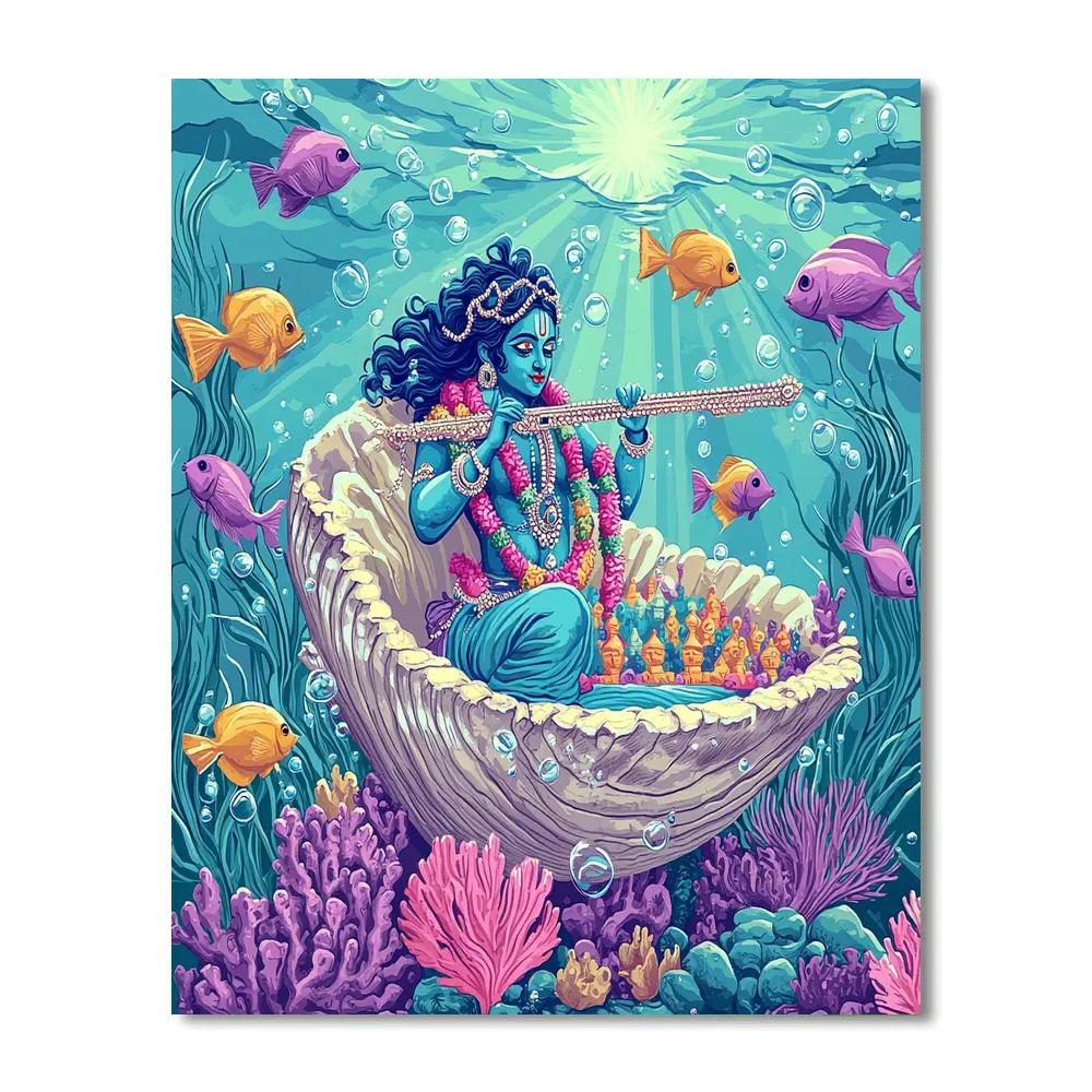 Krishna And The Coral Conch Reef Concert Numbered painting kits