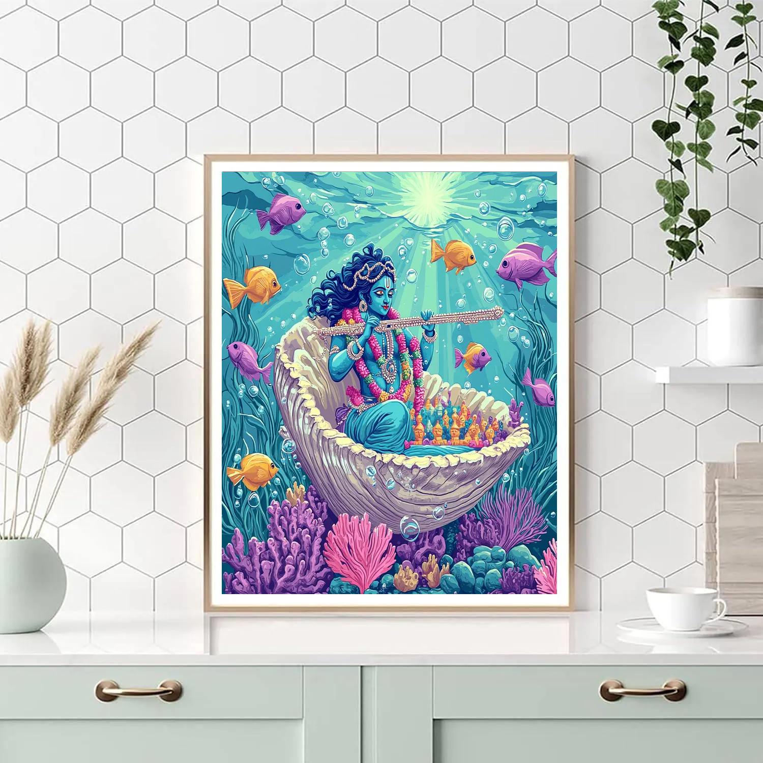 Krishna And The Coral Conch Reef Concert Numbered painting kits