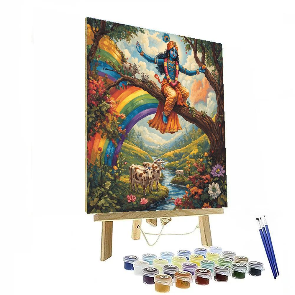 Krishna Balancing On A Rainbow Kadamba Branch DIY paint by numbers