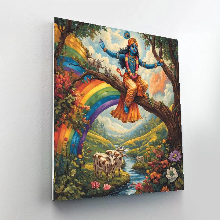 Krishna Balancing On A Rainbow Kadamba Branch DIY paint by numbers