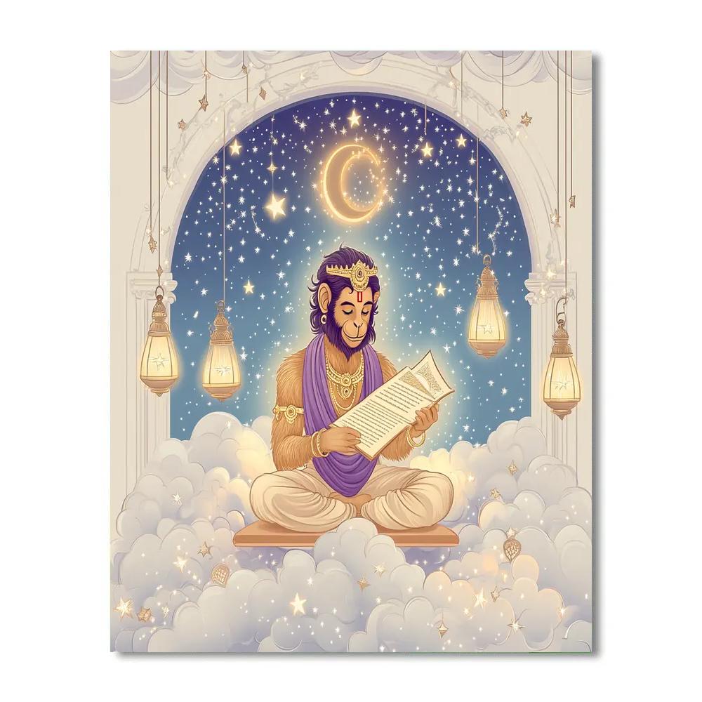 Hanuman Star Library In The Clouds paint by number