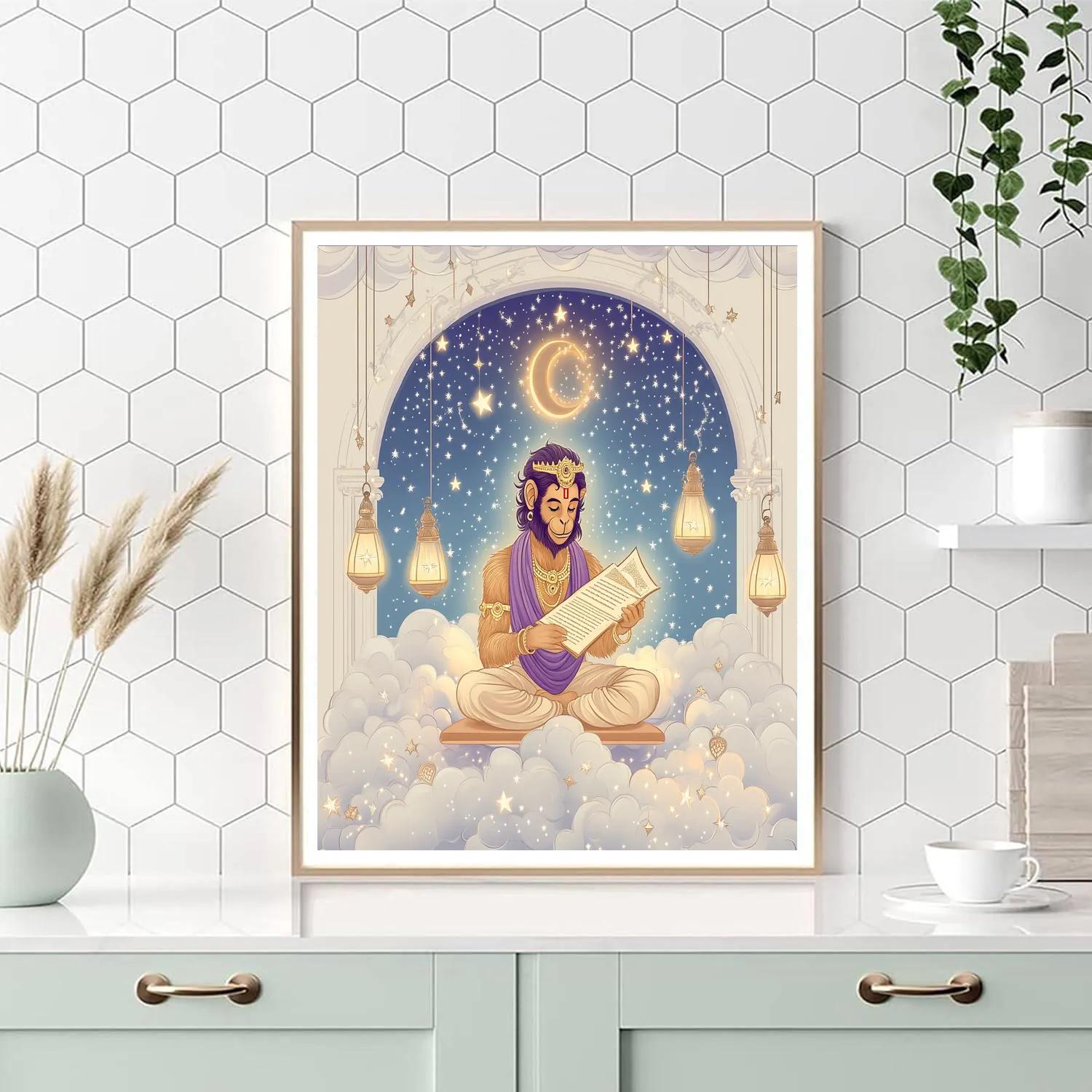 Hanuman Star Library In The Clouds paint by number