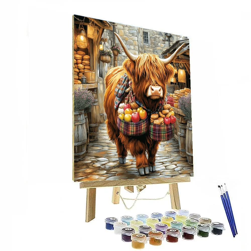 Tartan Saddlebag Market Highland Cow Numbered painting kits