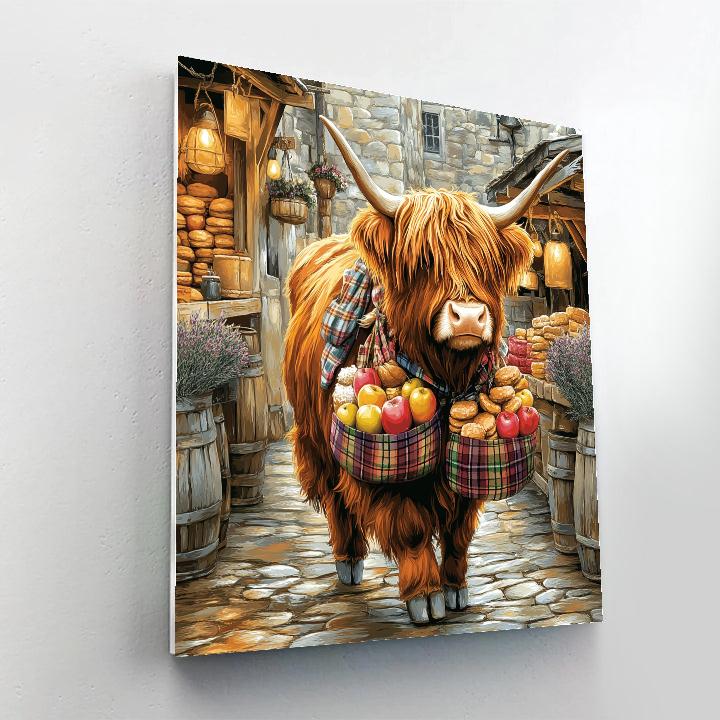 Tartan Saddlebag Market Highland Cow Numbered painting kits