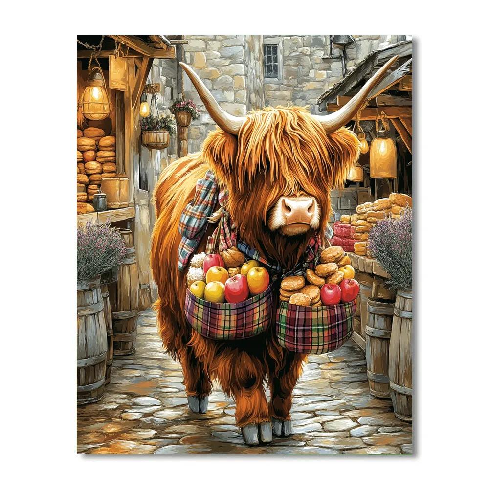 Tartan Saddlebag Market Highland Cow Numbered painting kits