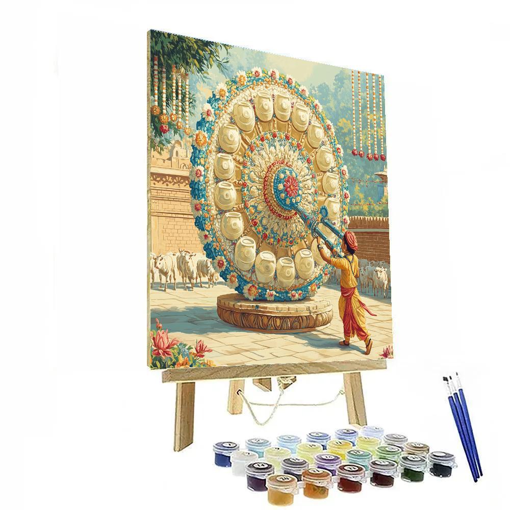 Krishna And The Spinning Mandala Dairy Wheel paint by color