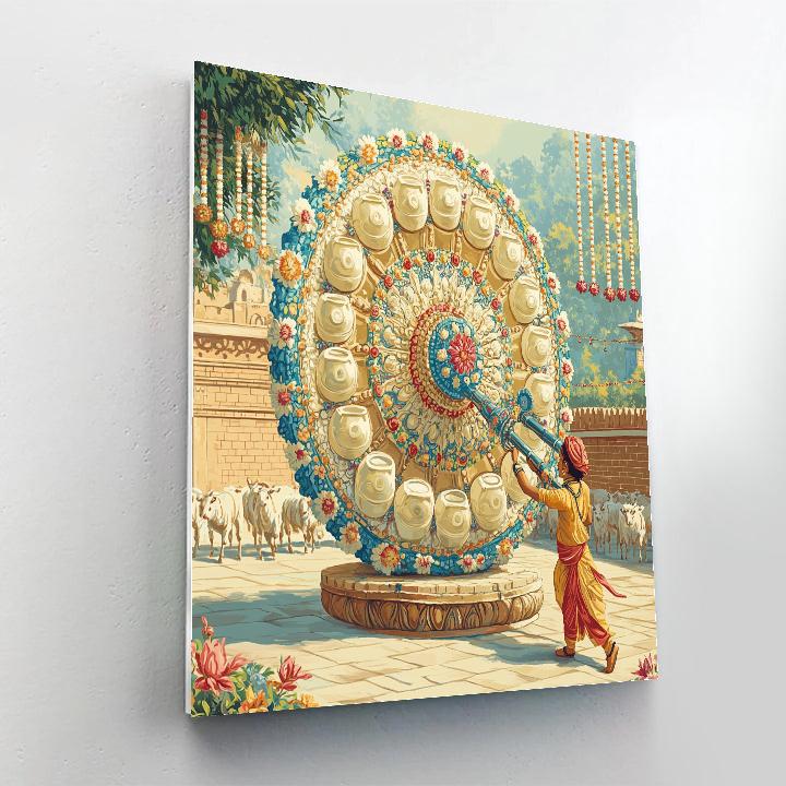 Krishna And The Spinning Mandala Dairy Wheel paint by color