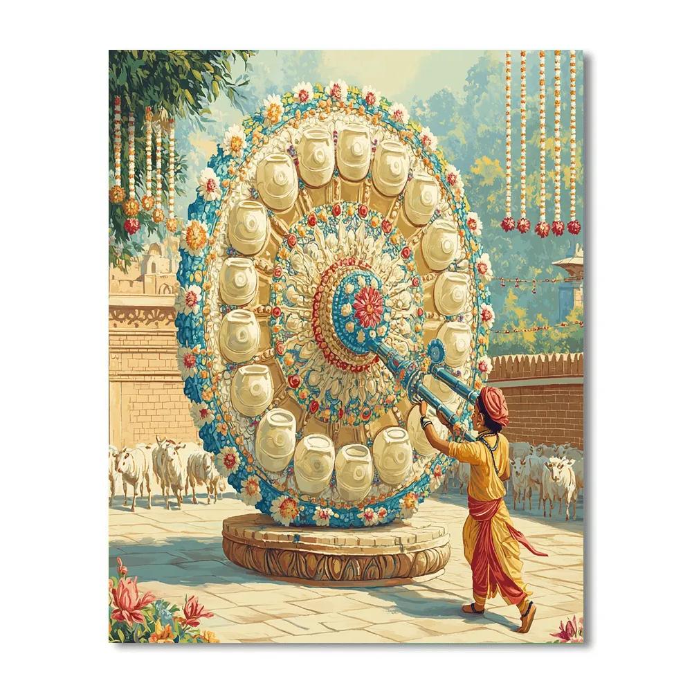 Krishna And The Spinning Mandala Dairy Wheel paint by color