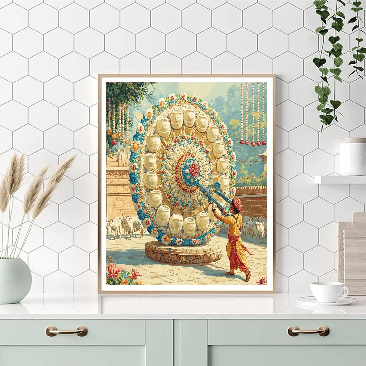Krishna And The Spinning Mandala Dairy Wheel paint by color