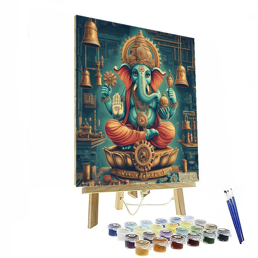 Clockwork Lotus Ganesha paint by color