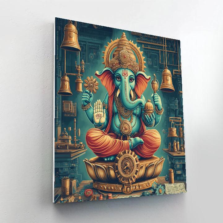 Clockwork Lotus Ganesha paint by color