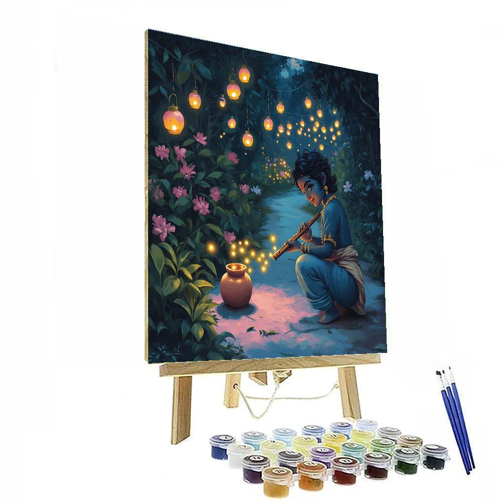 Krishna And The Lantern Garden Of Fireflies Number painting