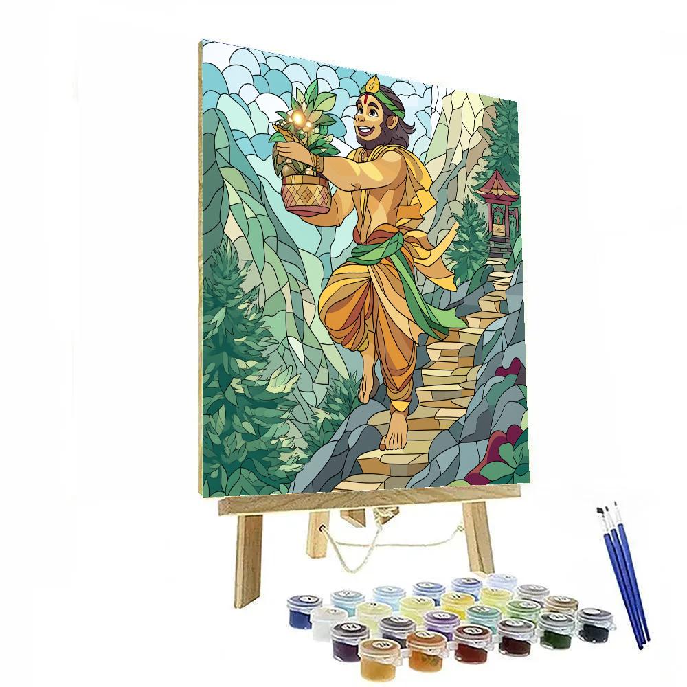 Mountain Herb Quest With Hanuman painting number kit