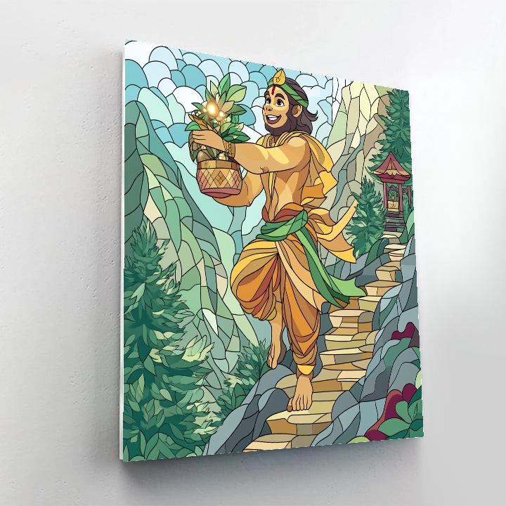 Mountain Herb Quest With Hanuman painting number kit