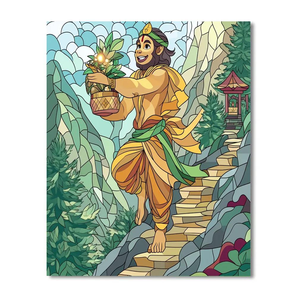 Mountain Herb Quest With Hanuman painting number kit