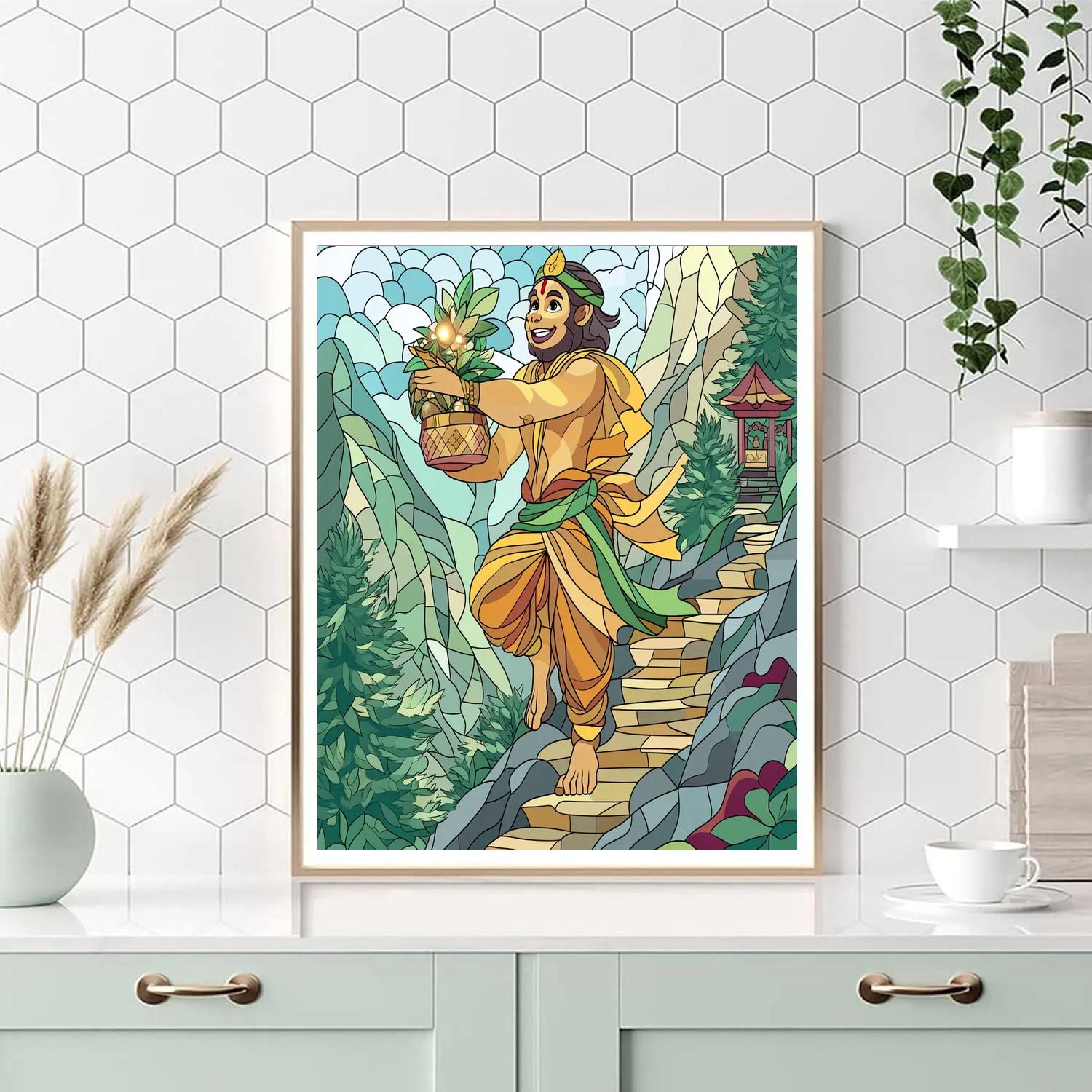Mountain Herb Quest With Hanuman painting number kit