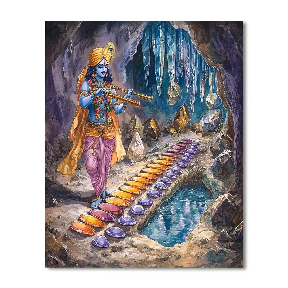 Krishna And The Crystal Cave Of Singing Stones Painting by numbers kit