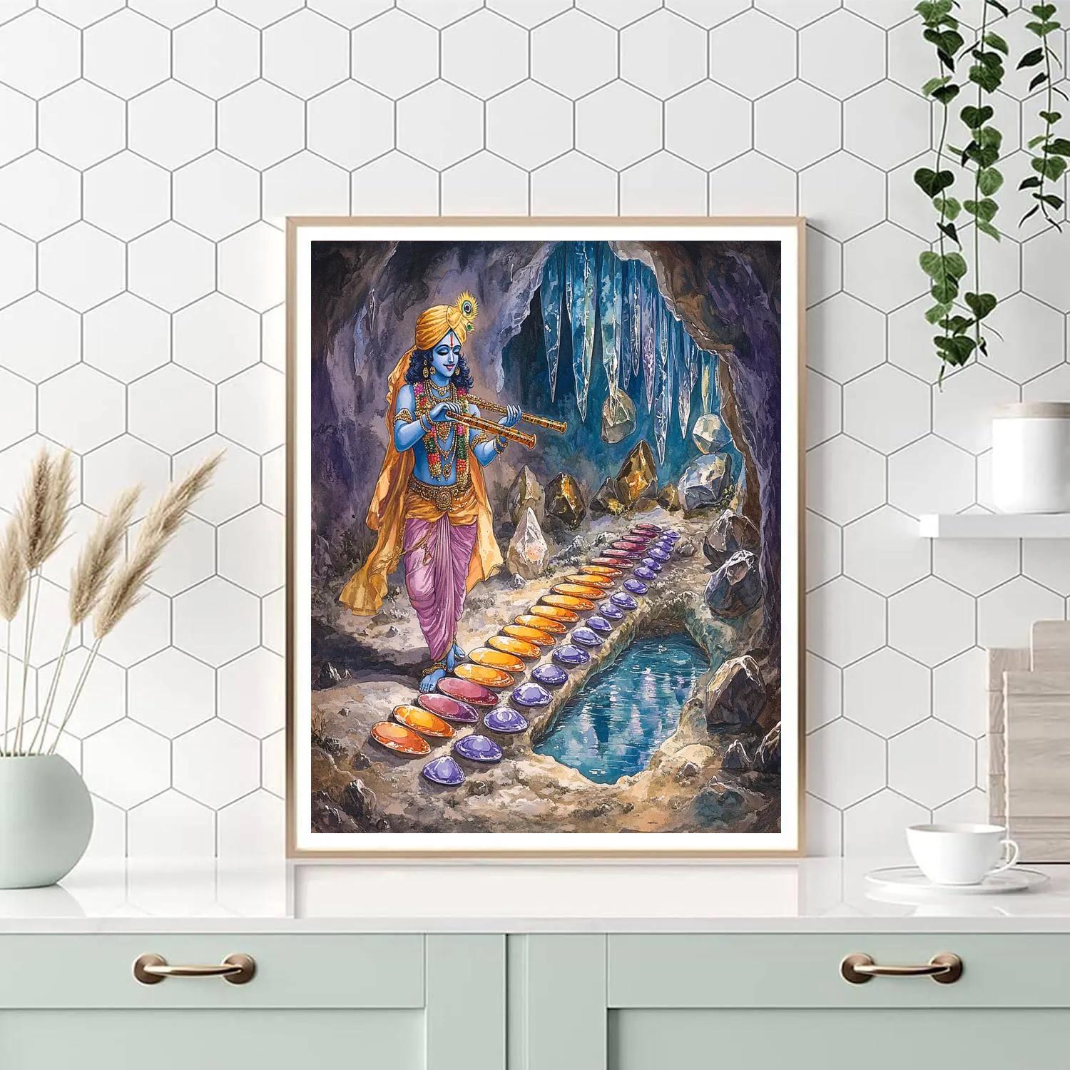Krishna And The Crystal Cave Of Singing Stones Painting by numbers kit