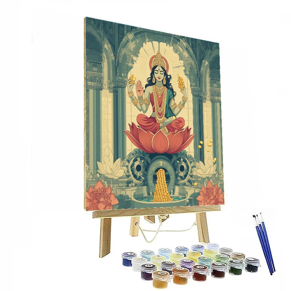 Clockwork Lotus Pavilion With Lakshmi Within Numbered painting kits