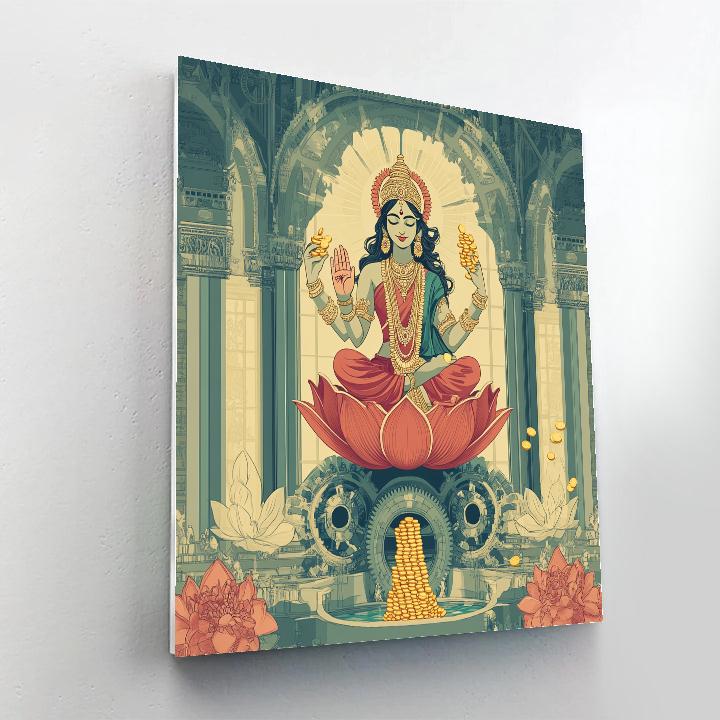 Clockwork Lotus Pavilion With Lakshmi Within Numbered painting kits