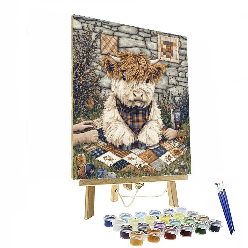 Highland Cow Quilting Circle Painting by numbers kit