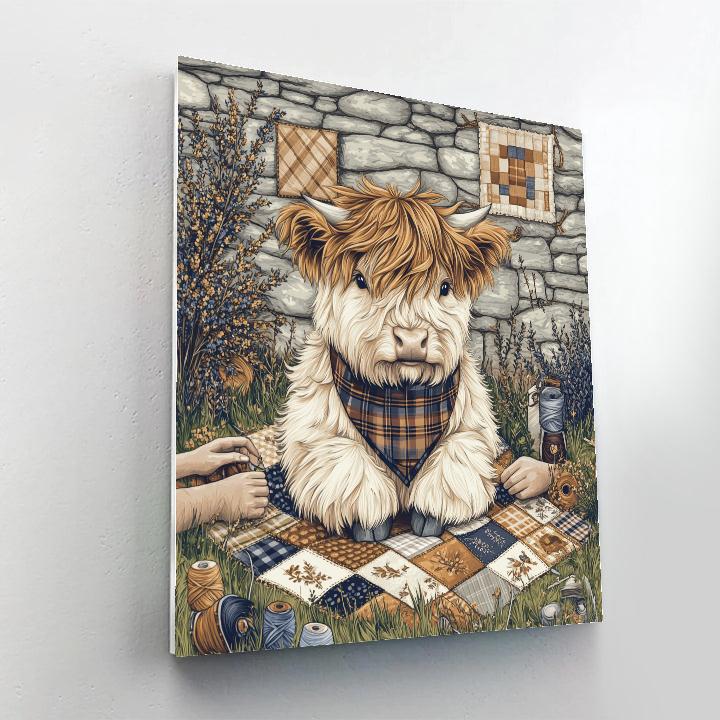 Highland Cow Quilting Circle Painting by numbers kit