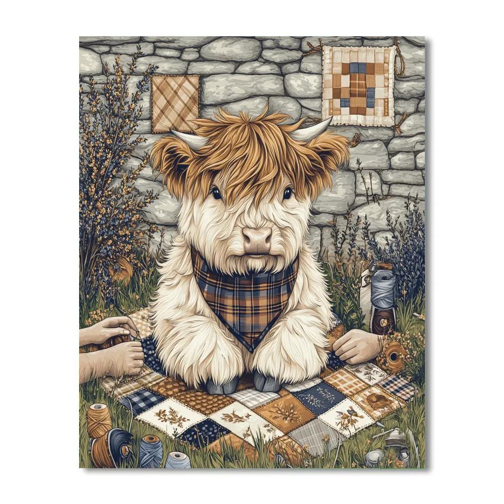 Highland Cow Quilting Circle Painting by numbers kit