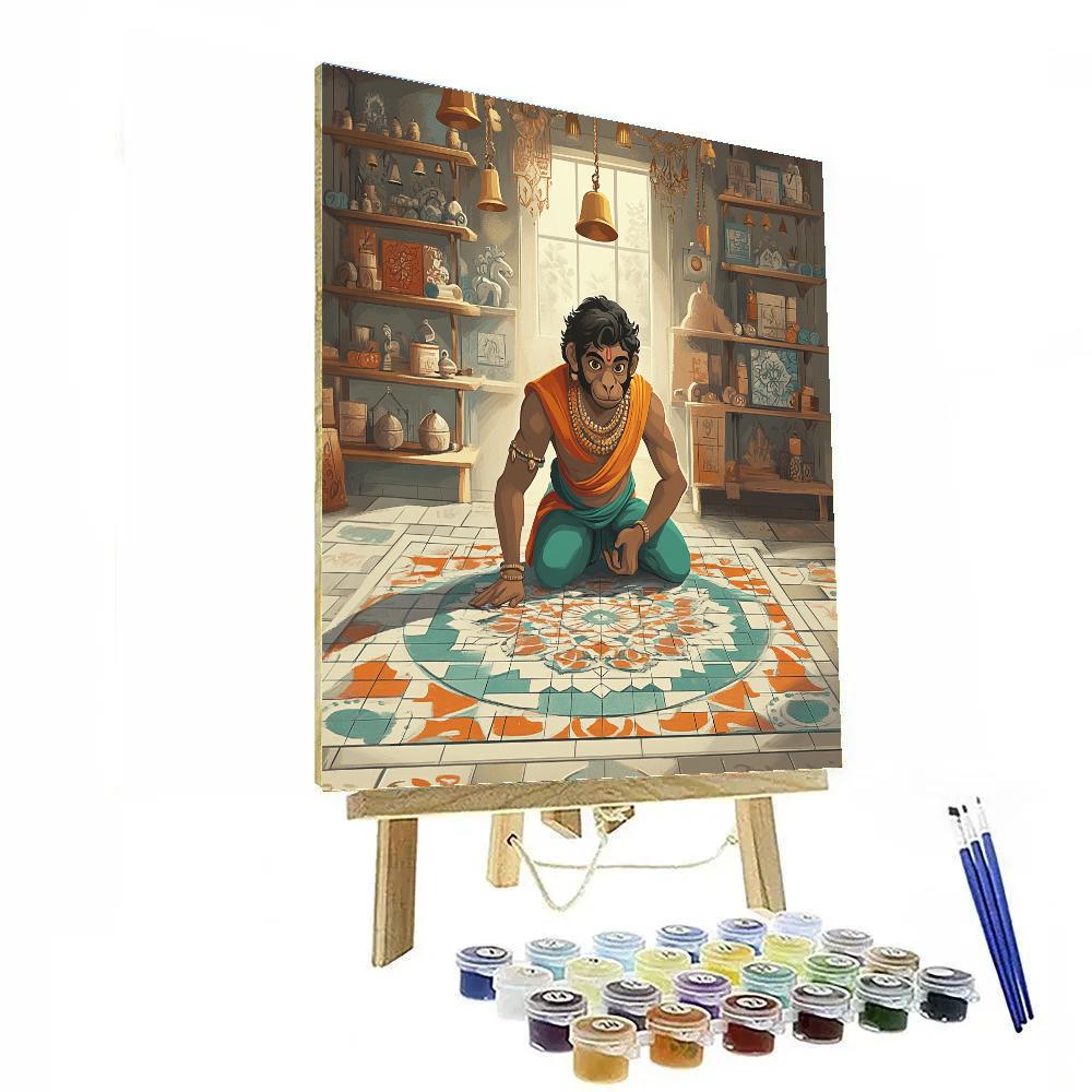 Hanuman Puzzle Mandala Artisan Paint by numbers art