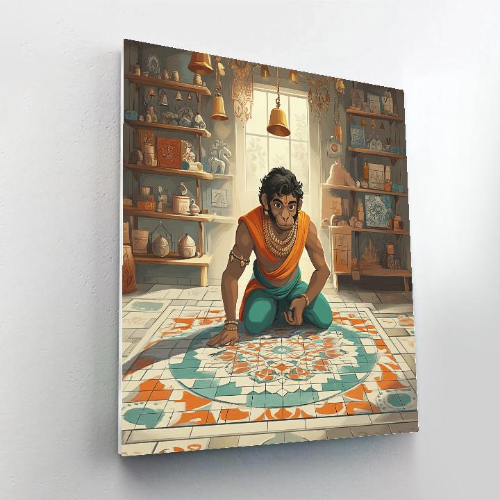 Hanuman Puzzle Mandala Artisan Paint by numbers art