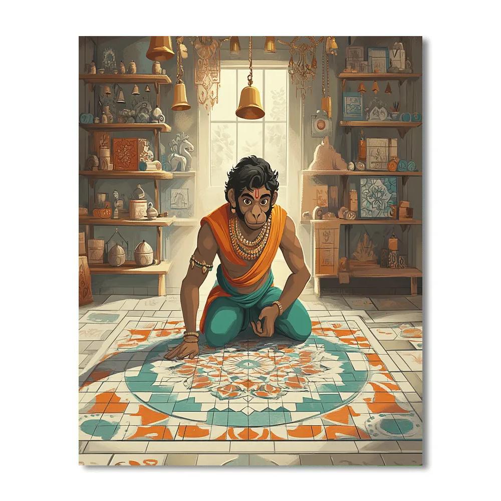 Hanuman Puzzle Mandala Artisan Paint by numbers art